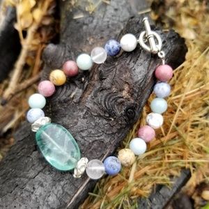 Genuine green fluorite &  natural stone bracelet NWOT